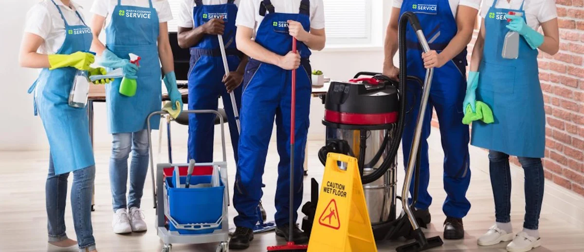 Cleaning professionals with Mariya Cleaning Service equipment